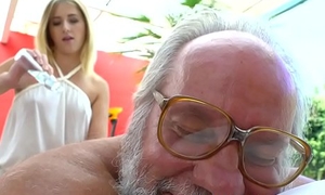 Legal age teenager masseuse fucked by lucky granddad